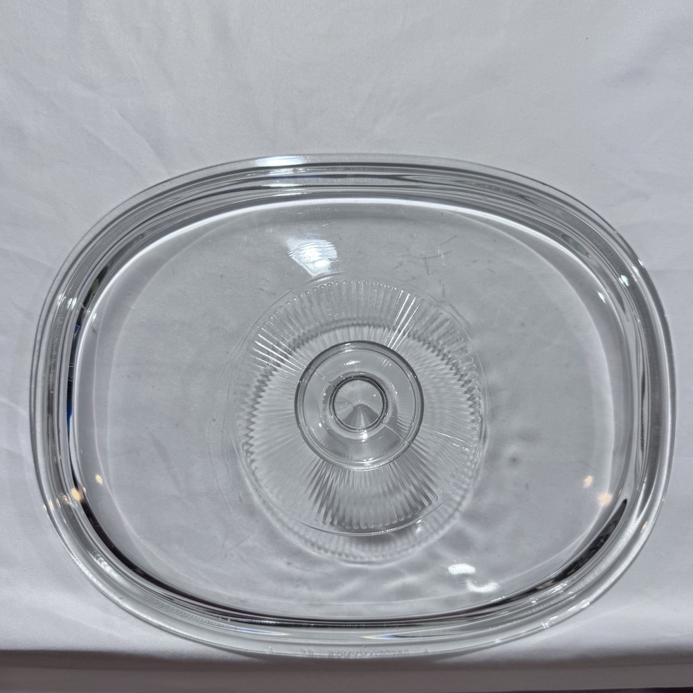Vintage Pyrex DC 1.5 C Clear Glass 11" x 8.75" Oval Casserole Dish Lid Cover 22